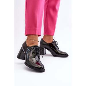 Black women's patent leather high-heeled shoes Nelione