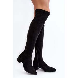 Women's over-the-knee boots with low heels black Maidna