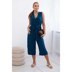 Jumpsuit with a tie at the waist with navy straps