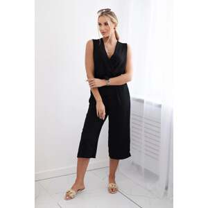 Jumpsuit with ties at the waist with straps in black