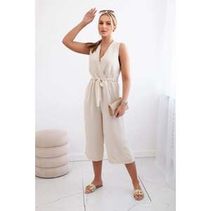 Jumpsuit with a tie at the waist with beige straps