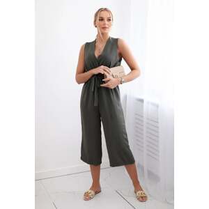 Jumpsuit with ties at the waist with khaki straps