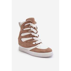 Beige leather wedge ankle boots Amria