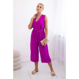 Jumpsuit with ties at the waist with straps in dark purple color