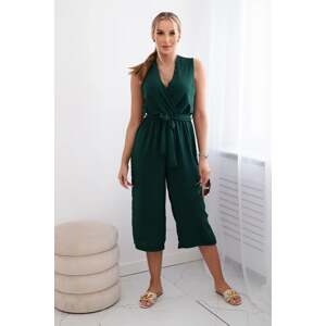 Jumpsuit with ties at the waist with straps in dark green color