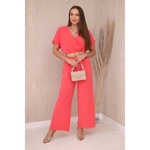 Jumpsuit with decorative belt at the waist Pink Neon