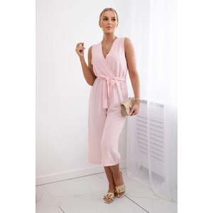 Jumpsuit with a tie at the waist with powder pink straps