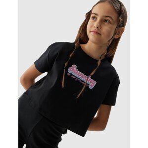 4F Organic Cotton Crop Top T-Shirt for Girls - Black