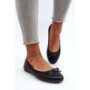 Eco-friendly leather ballerinas with bow, black sandel