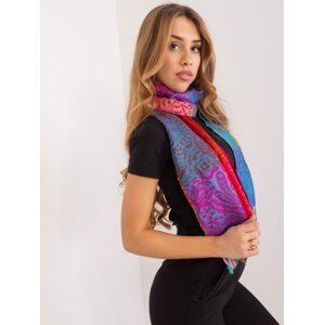 Colorful women's scarf with print and fringe