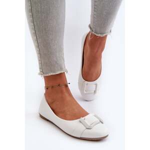 White eco leather ballerinas with belt and decoration Cadwenla