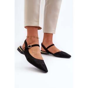 Women's low-heeled ballerinas with open heels Sergio Leone Black