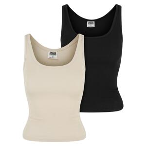 Women's Organic Basic Tank Top 2 Pack - White Sand + Black