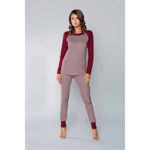 Women's pyjamas Sana long sleeves, long trousers - melange-burgundy/burgundy