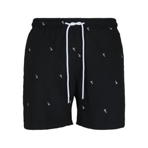 Black/Palm Embroidered Swim Shorts