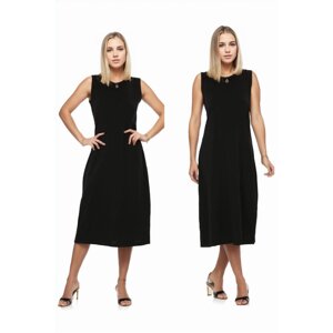 E2145 Dewberry Set of Two Women Dresses-BLACK-BLACK