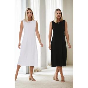 E2145 Dewberry Set of Two Women Dresses-BLACK-WHITE