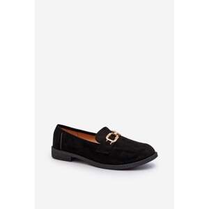 Suede women's flat loafers, black Misal