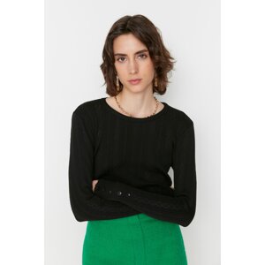 Trendyol Black Button Detailed Knitwear Sweater
