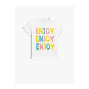 Koton Short Sleeve Glitter Printed T-Shirt Crew Neck Cotton