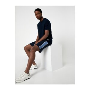 Koton Lace-Up Shorts with Zipper Pocket, Slim Fit with Stripe Detail.