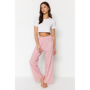 Trendyol rózsaszín pamutcsíkos kötött pizsama alsók