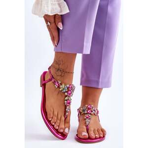 Women's sandals flip-flops with rhinestones Fuchsie Lenisa