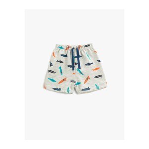 Koton Fish Printed Shorts with Tie Waist