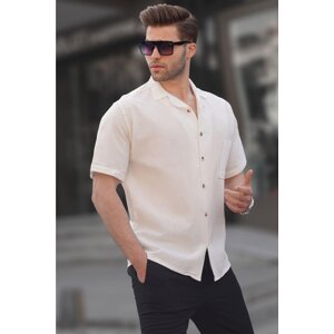 Madmext White Basic Short Sleeve Men's Shirt 5598