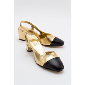 LuviShoes S3 Gold-Black Women's Heeled Shoes