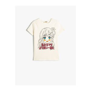 Koton Anime Printed Crop T-Shirt Short Sleeve Cotton