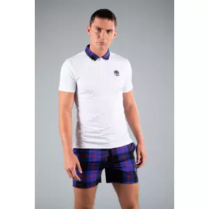 Men's T-Shirt Hydrogen Tartan Zipped Tech Polo White (Purple/Black) L