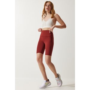 Happiness İstanbul Women's Burgundy High Waist Compression Cycling Tights