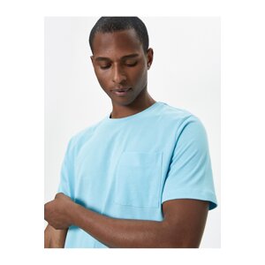 Koton Basic T-Shirt with Pocket Detailed Crew Neck Short Sleeve Cotton.