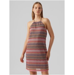 Women's brown patterned dress VERO MODA Dicte - Women