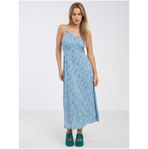 Women's Blue Patterned Midi Dress Pieces Nya - Women's