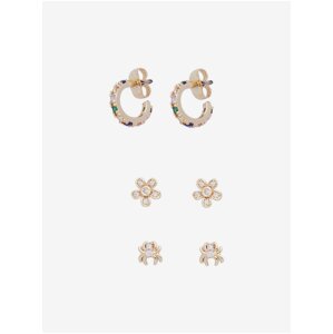 Set of three pairs of women's earrings in gold color Pieces Lylla - Women's