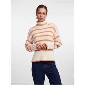 Women's Orange and Cream Striped Turtleneck Pieces June - Women's