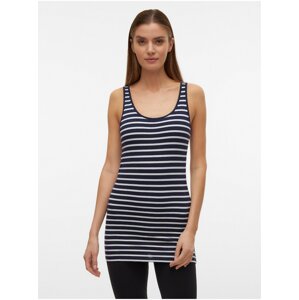 Women's White and Blue Striped Basic Tank Top Vero Moda Maxi - Women