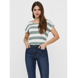 Green and white striped T-shirt VERO MODA Wide Stripe - Women