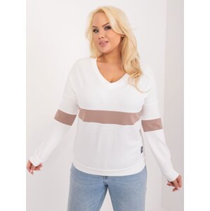 Ecru cotton blouse plus size long sleeve