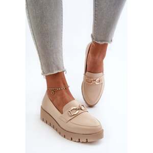 Women's platform loafers with embellishment, light beige Kaldina