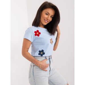 Light blue floral T-shirt BASIC FEEL GOOD