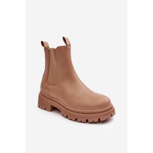 Leather chelsea boots with zipper, dark beige Pitrese