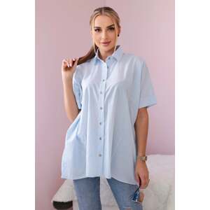 Blue Cotton Short Sleeve Shirt