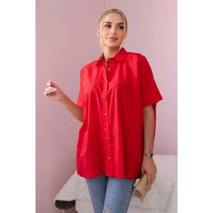 Cotton shirt with short sleeves, red