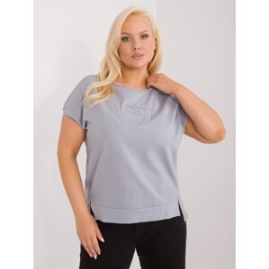 Grey blouse plus size with slits