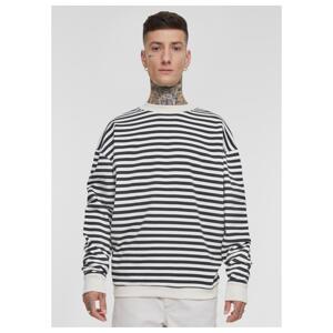 Men's Striped Crewneck Sweatshirt White - Sand/Black