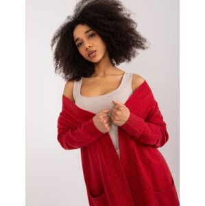 Dark red women's cardigan with cuffs