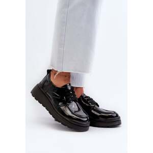 Women's patent leather shoes, natural leather, black scadaria